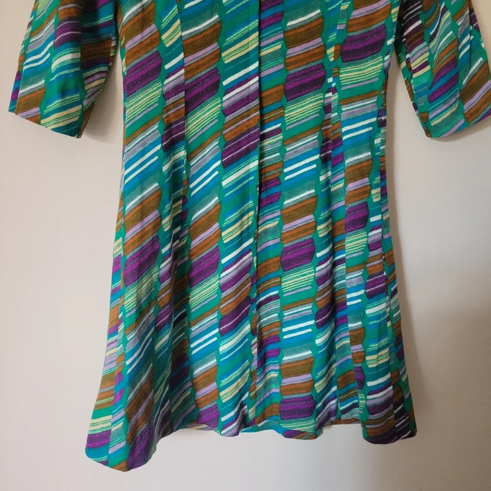 Vintage Teal and Purple Chevron Mini Dress - Picture 7 of 9